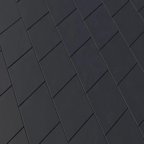 Dark gray rubber Flooring tiles laid