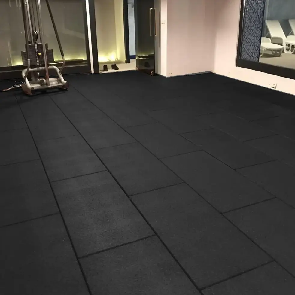 Shock absorbing rubber tiles